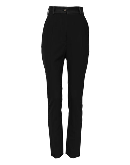 Pantalones pitillo negros de lana de tiro alto Dolce & Gabbana