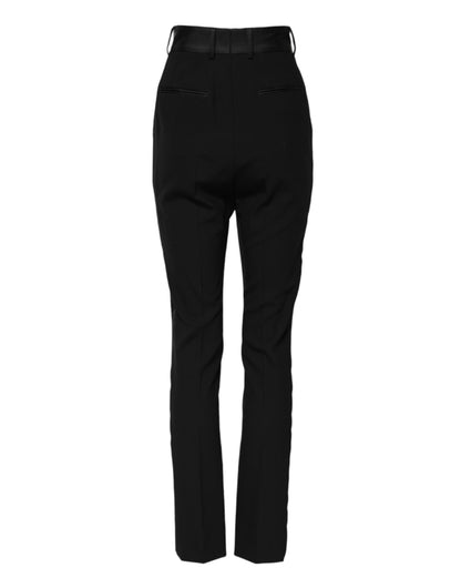 Pantalones pitillo negros de lana de tiro alto Dolce & Gabbana