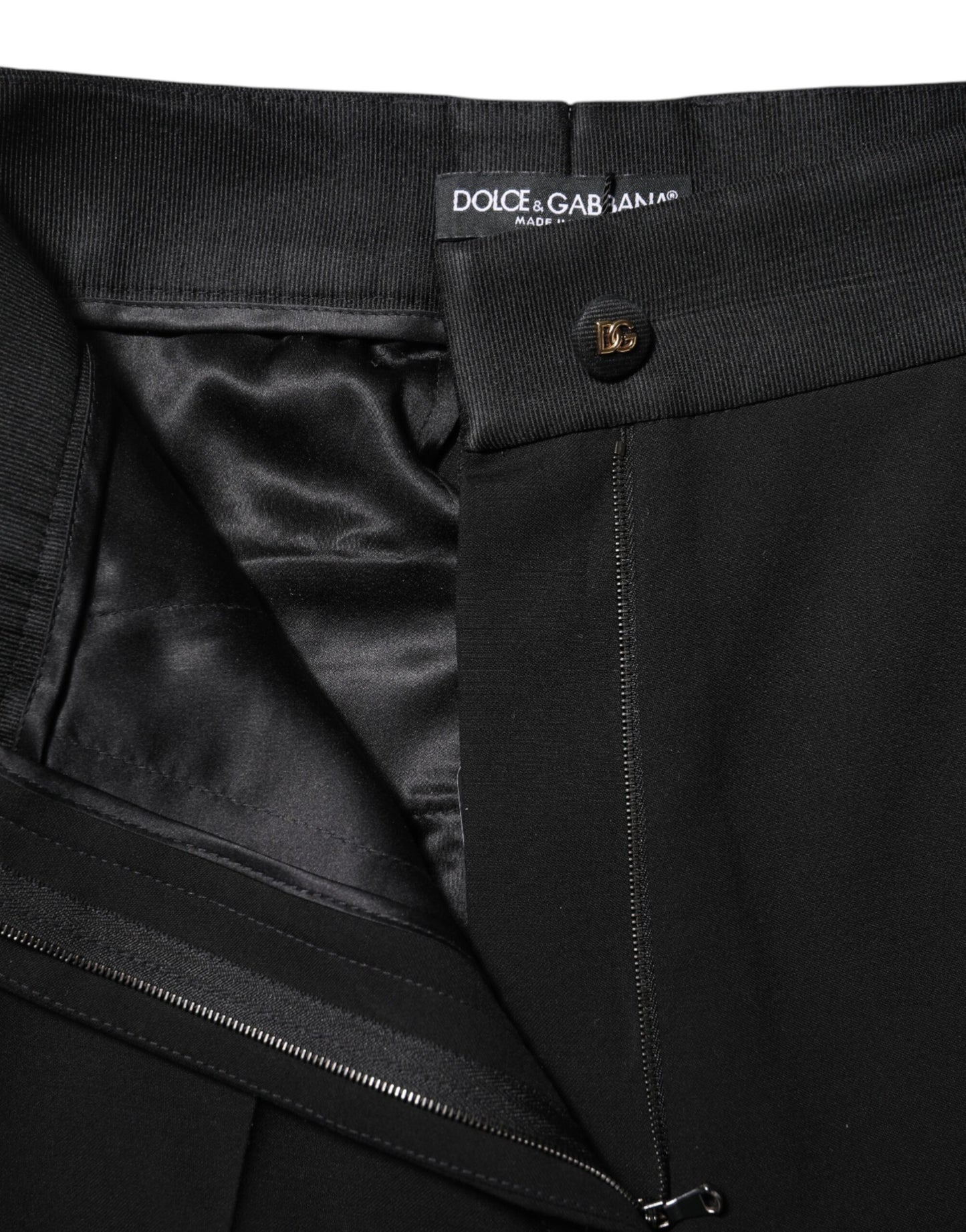 Pantalones pitillo negros de lana de tiro alto Dolce & Gabbana