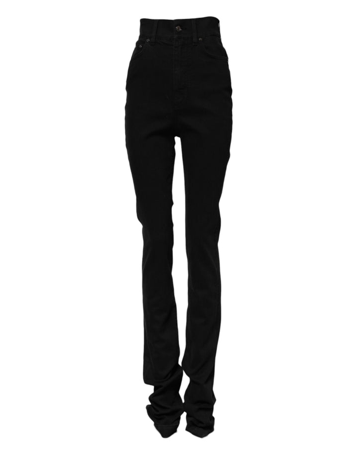 Dolce & Gabbana Vaqueros pitillo negros de algodón de tiro alto