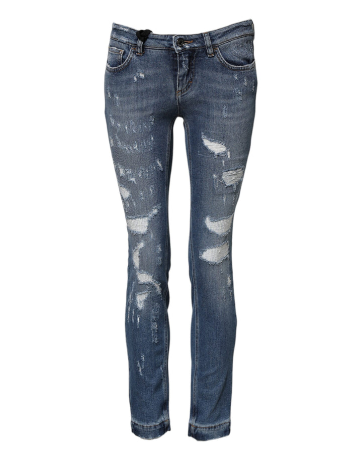 Dolce & Gabbana Vaqueros de mezclilla ajustados azules PRETTY Tattered