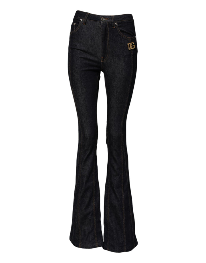 Jeans vaqueros bootcut de tiro medio de algodón negro de Dolce & Gabbana