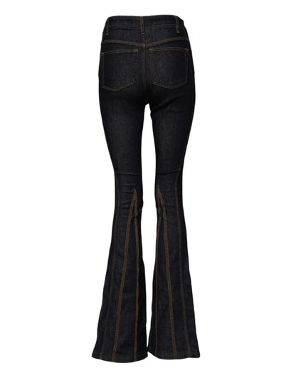 Dolce & Gabbana Jean en denim noir, coupe bottillon, taille mi-haute en coton