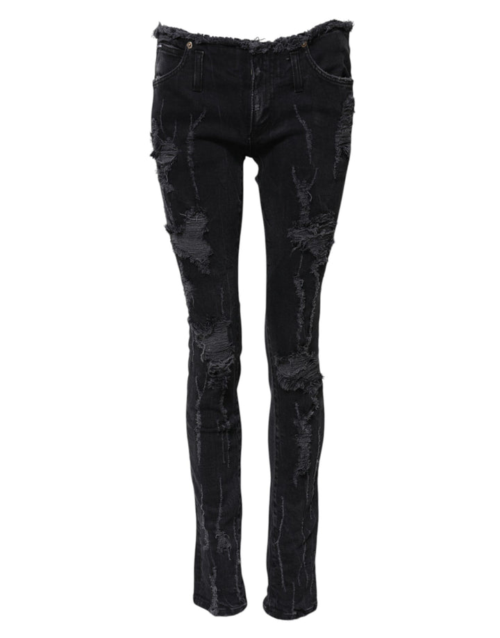 Vaqueros pitillo de algodón negro desgastados Dolce & Gabbana