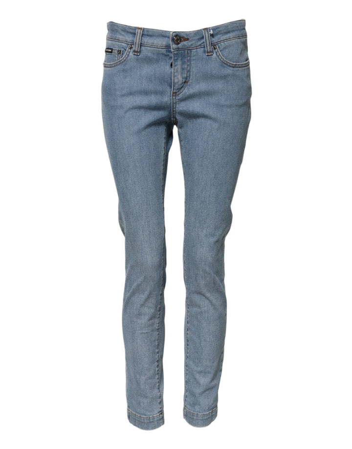 Vaqueros pitillo de mezclilla de algodón azul bonitos de talle medio Dolce & Gabbana