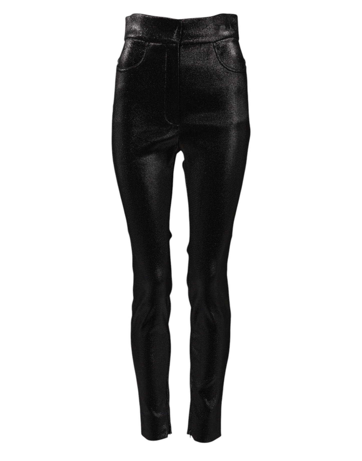 Pantalones ajustados de lúrex elástico de algodón negro de Dolce & Gabbana