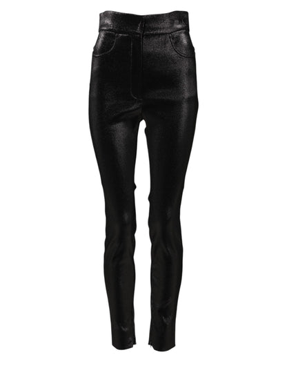 Pantalones ajustados de lúrex elástico de algodón negro de Dolce & Gabbana