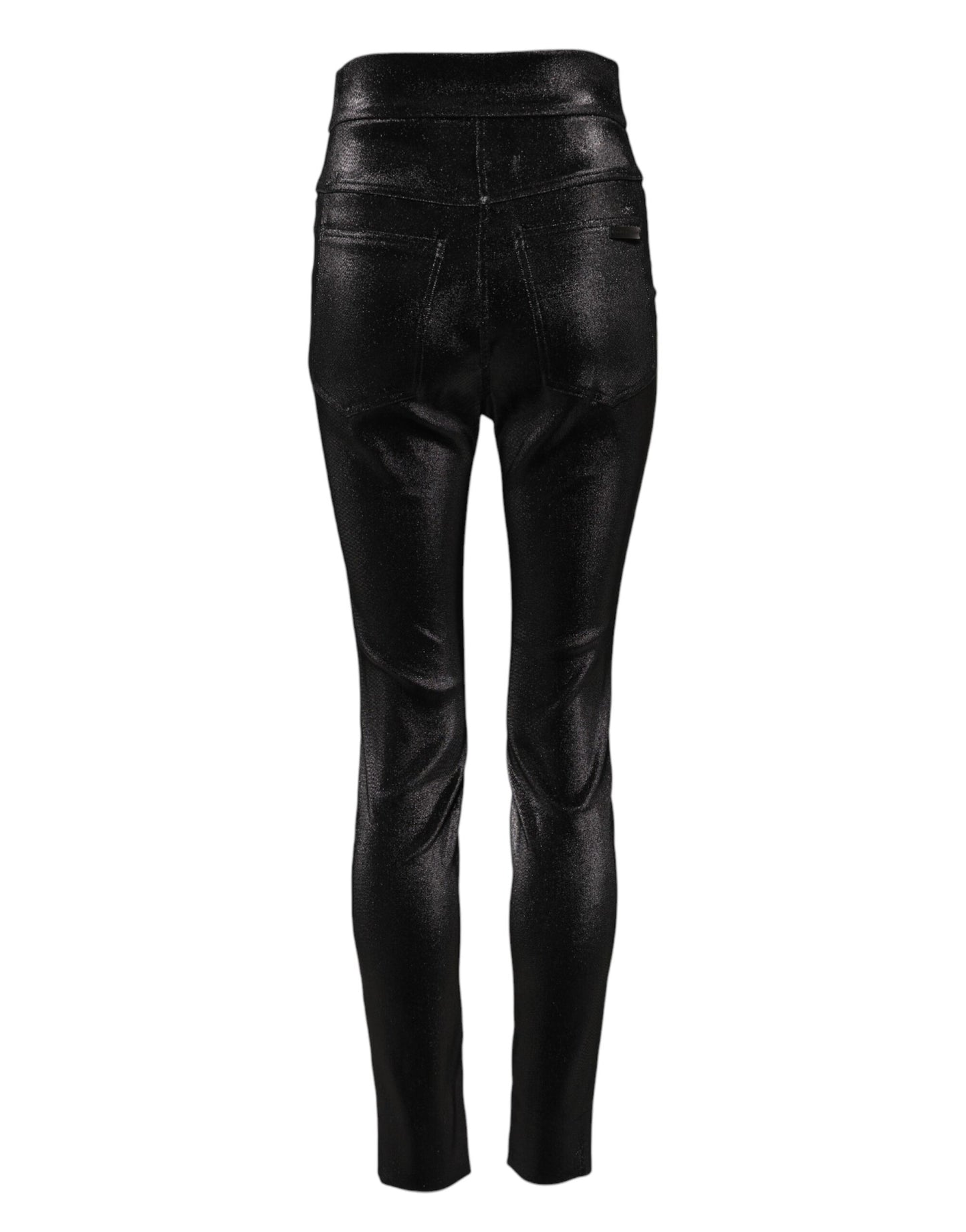 Pantalones ajustados de lúrex elástico de algodón negro de Dolce & Gabbana