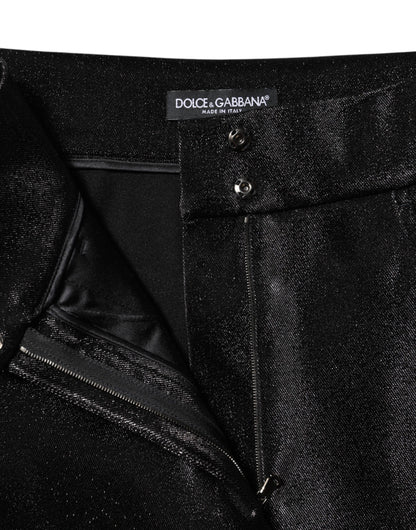 Pantalones ajustados de lúrex elástico de algodón negro de Dolce & Gabbana