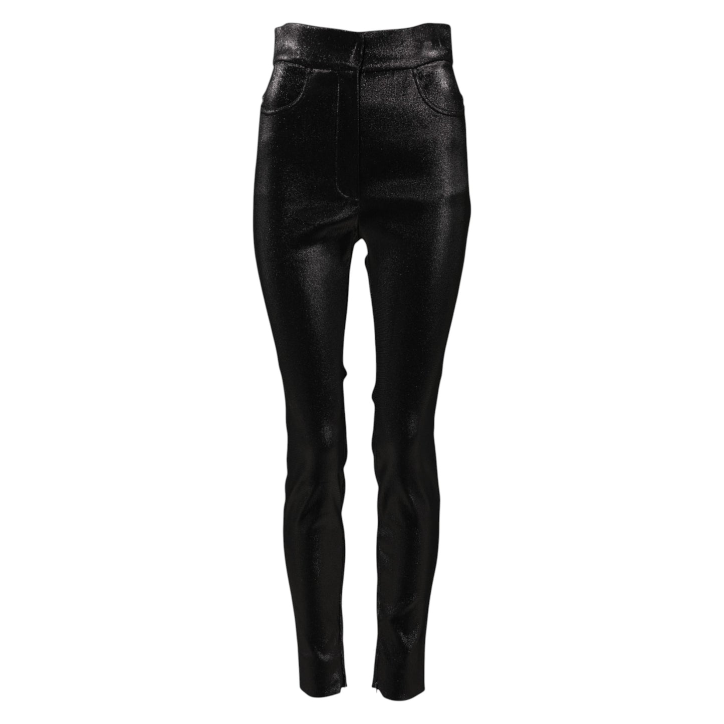 Pantalones ajustados de lúrex elástico de algodón negro de Dolce & Gabbana