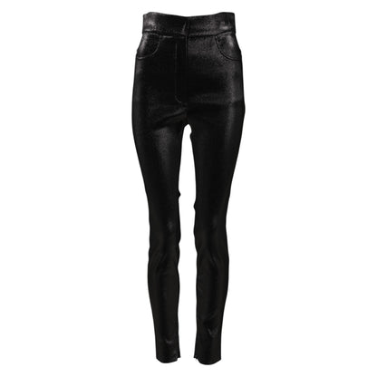 Pantalones ajustados de lúrex elástico de algodón negro de Dolce & Gabbana