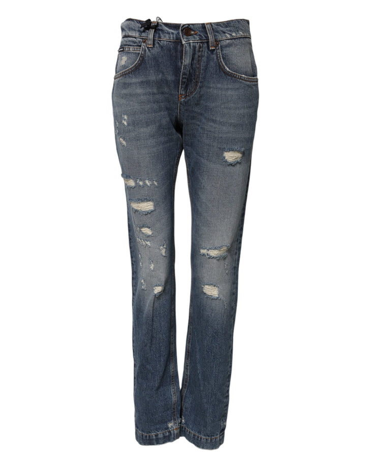 Vaqueros rotos de algodón azul Dolce & Gabbana de corte holgado