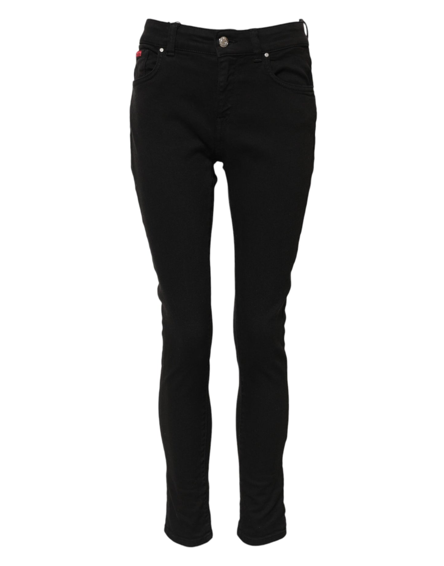 Jean slim en denim noir à logo et taille mi-haute Dolce & Gabbana en coton