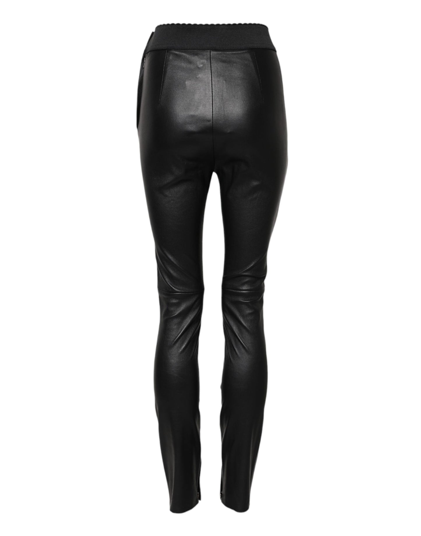 Pantalon Dolce & Gabbana en cuir noir à taille élastique