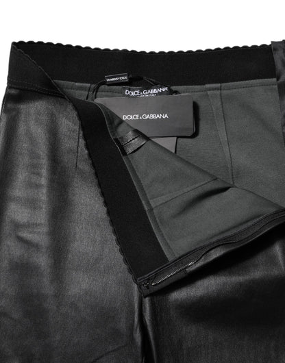 Pantalon Dolce & Gabbana en cuir noir à taille élastique
