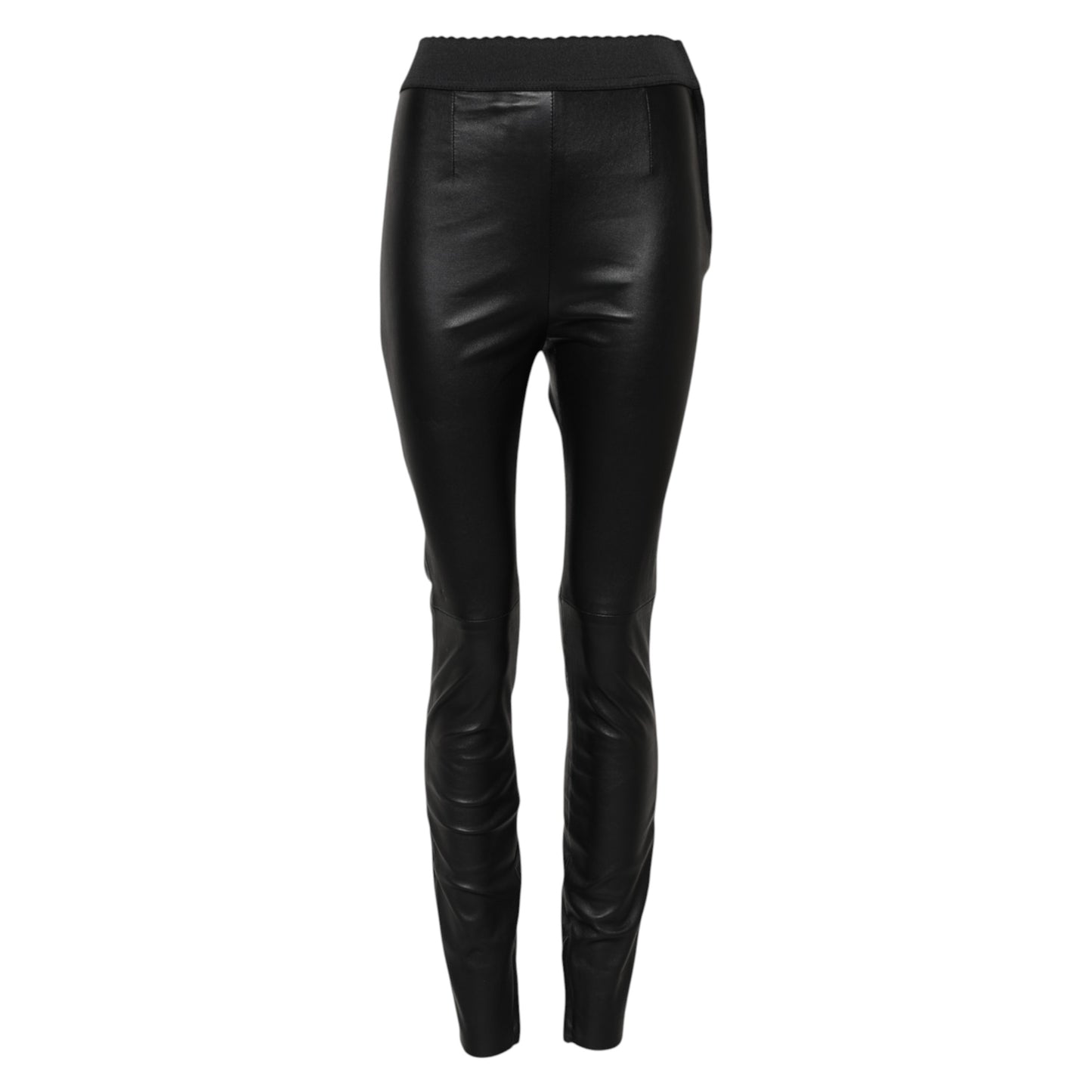 Pantalon Dolce & Gabbana en cuir noir à taille élastique