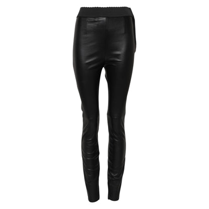 Pantalon Dolce & Gabbana en cuir noir à taille élastique