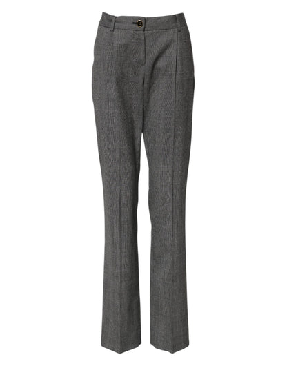 Pantalon évasé taille haute à carreaux gris Dolce & Gabbana