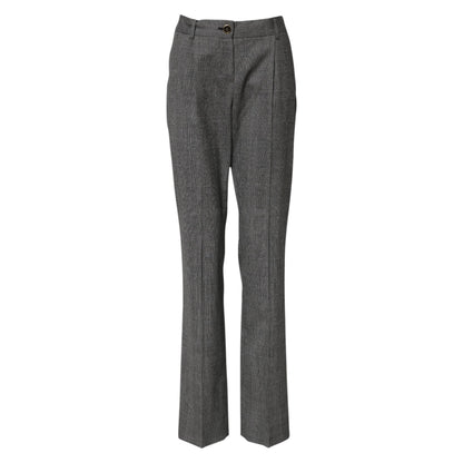 Pantalon évasé taille haute à carreaux gris Dolce & Gabbana