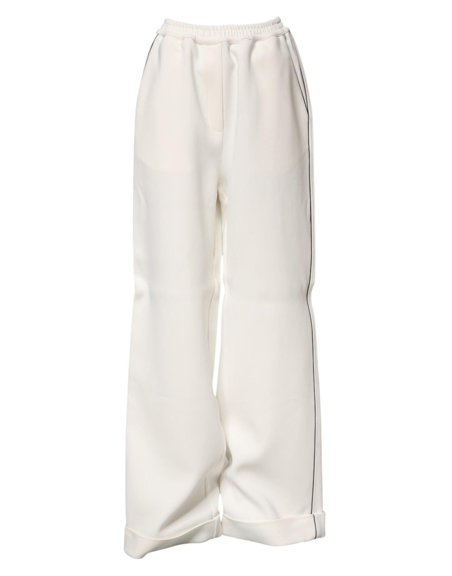 Pantalón ancho Dolce & Gabbana blanco de viscosa con cintura elástica