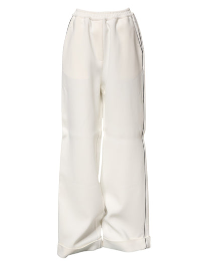 Pantalón ancho Dolce & Gabbana blanco de viscosa con cintura elástica