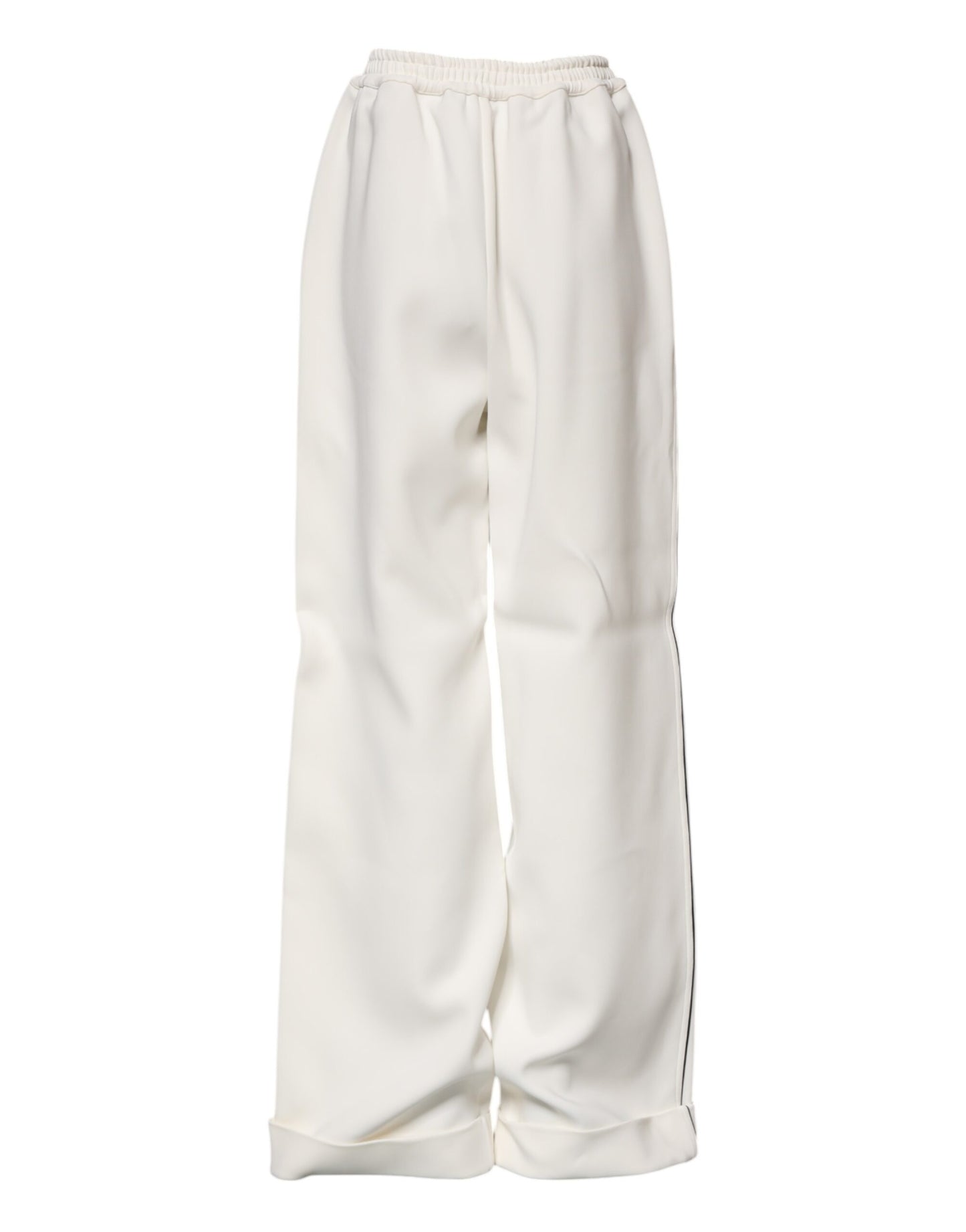 Pantalón ancho Dolce & Gabbana blanco de viscosa con cintura elástica