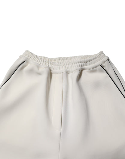Pantalón ancho Dolce & Gabbana blanco de viscosa con cintura elástica