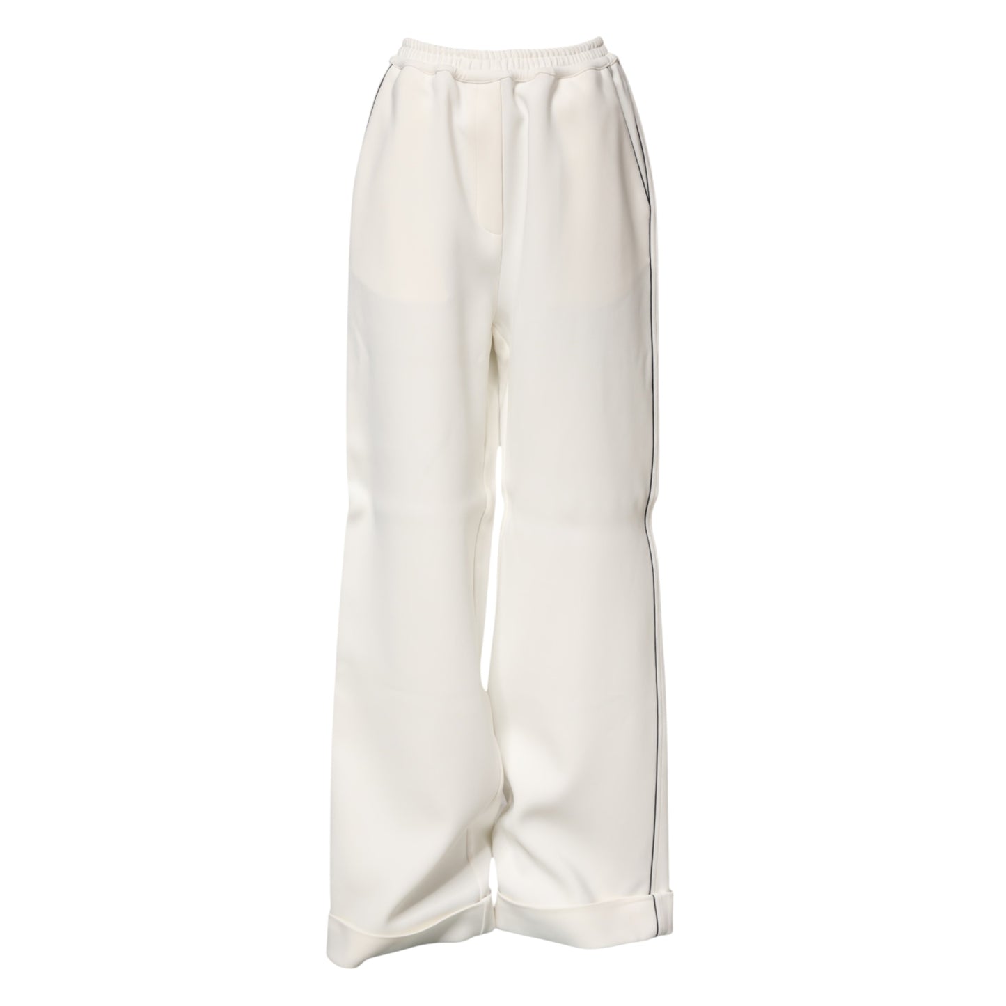 Pantalón ancho Dolce & Gabbana blanco de viscosa con cintura elástica