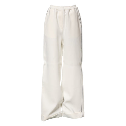 Pantalón ancho Dolce & Gabbana blanco de viscosa con cintura elástica