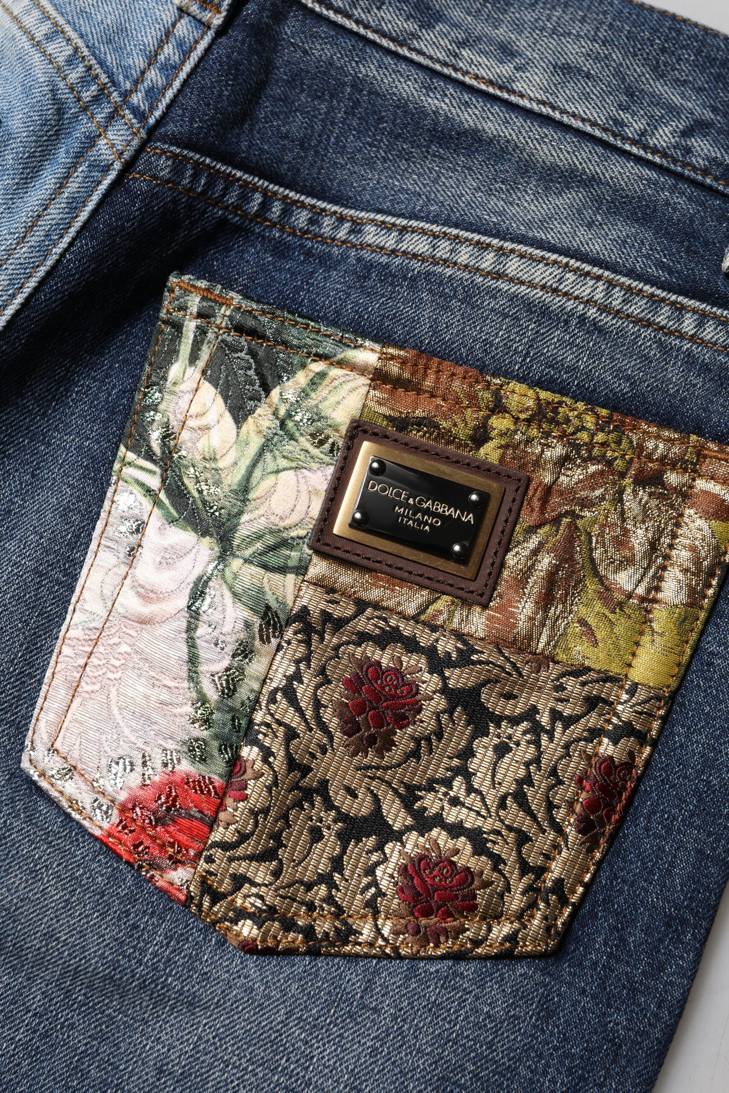 Pantalones Vaqueros Estrechos Multicolores con Retales de Dolce & Gabbana