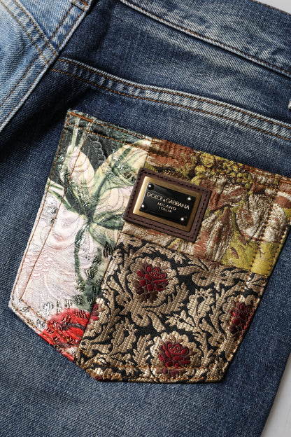 Pantalones Vaqueros Estrechos Multicolores con Retales de Dolce & Gabbana