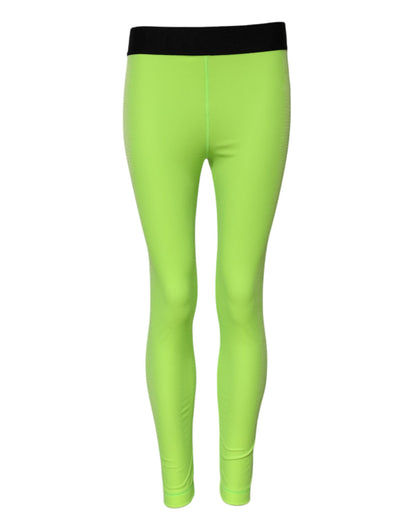 Pantalones Leggings Verdes de Nailon de Corte Entallado de Dolce & Gabbana