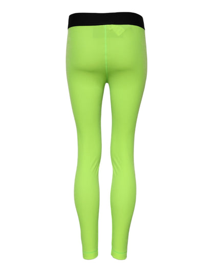Pantalones Leggings Verdes de Nailon de Corte Entallado de Dolce & Gabbana