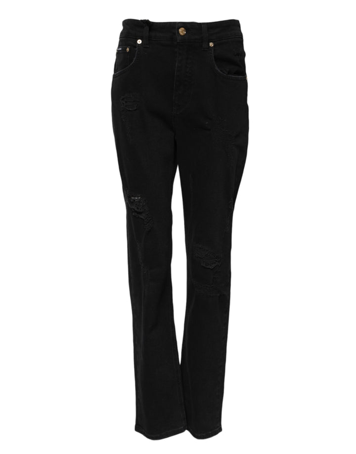 Vaqueros acampanados Dolce & Gabbana Boyfriend de algodón negro