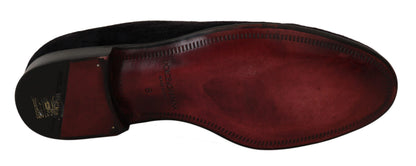Mocassins Dolce & Gabbana Velours Noir Couronne Dorée