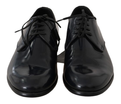 Chaussures richelieu de ville en cuir bleu poli Dolce & Gabbana