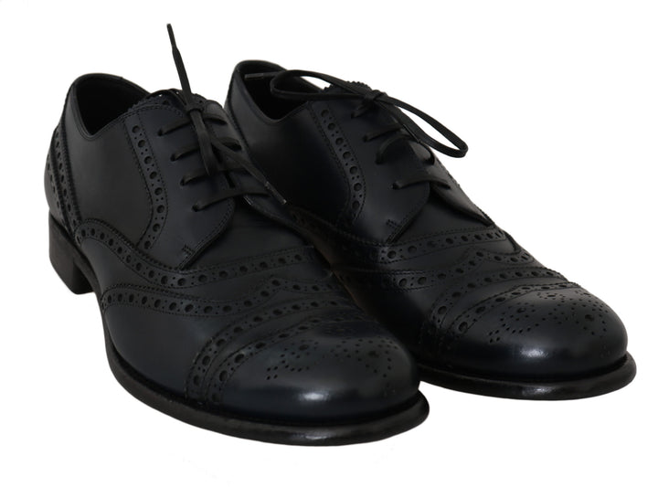 Zapatos de vestir Oxford brogue de cuero azul oscuro Dolce & Gabbana