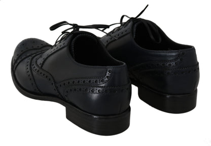 Chaussures Richelieu en cuir bleu foncé Dolce & Gabbana