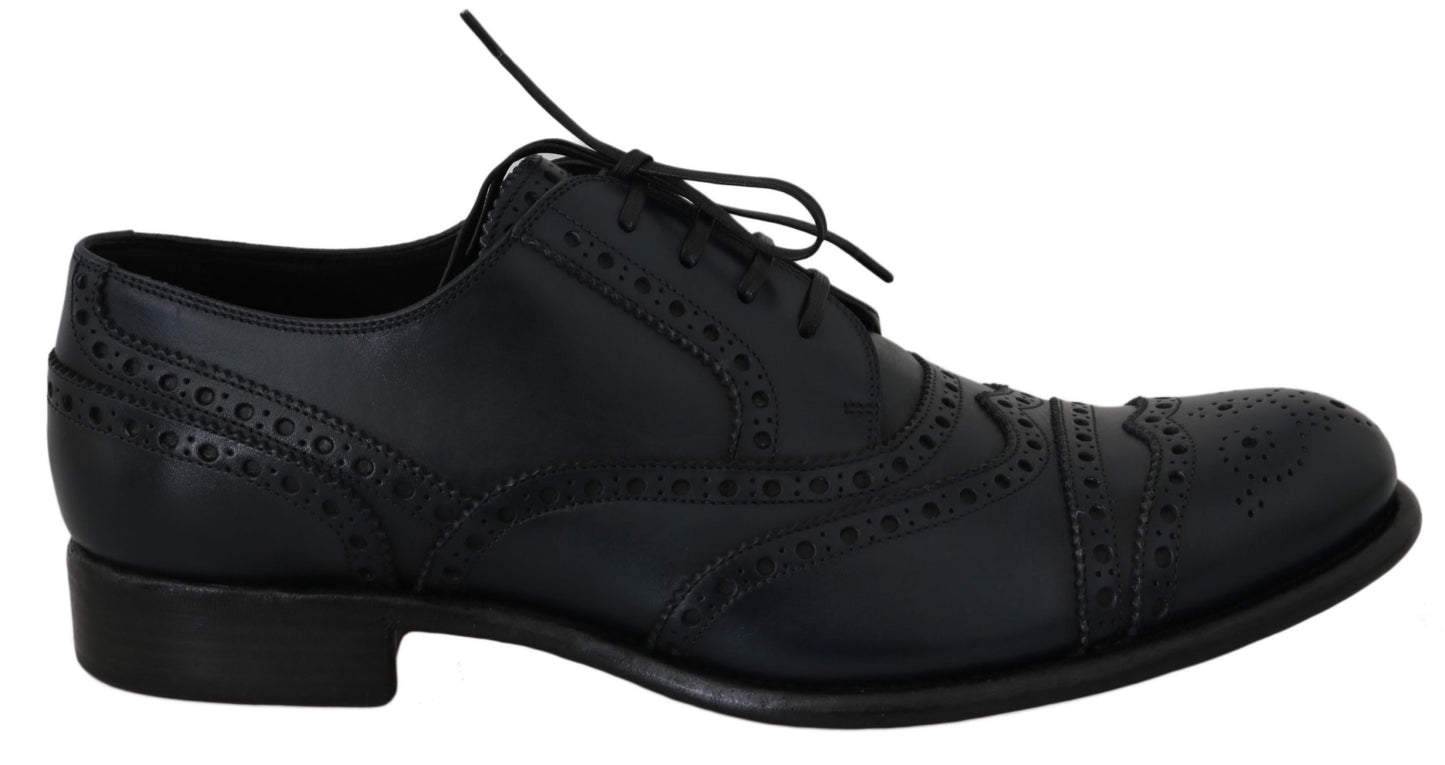 Chaussures Richelieu en cuir bleu foncé Dolce & Gabbana