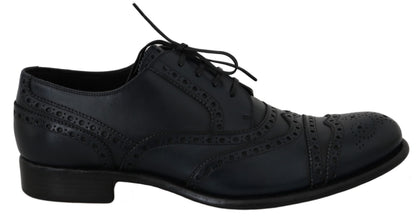 Chaussures Richelieu en cuir bleu foncé Dolce & Gabbana