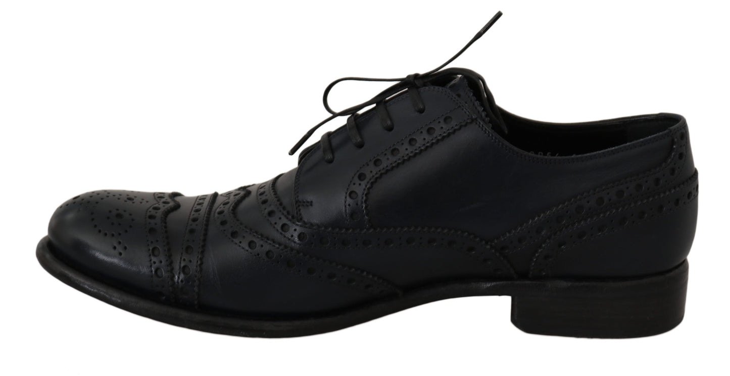Chaussures Richelieu en cuir bleu foncé Dolce & Gabbana