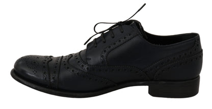 Chaussures Richelieu en cuir bleu foncé Dolce & Gabbana