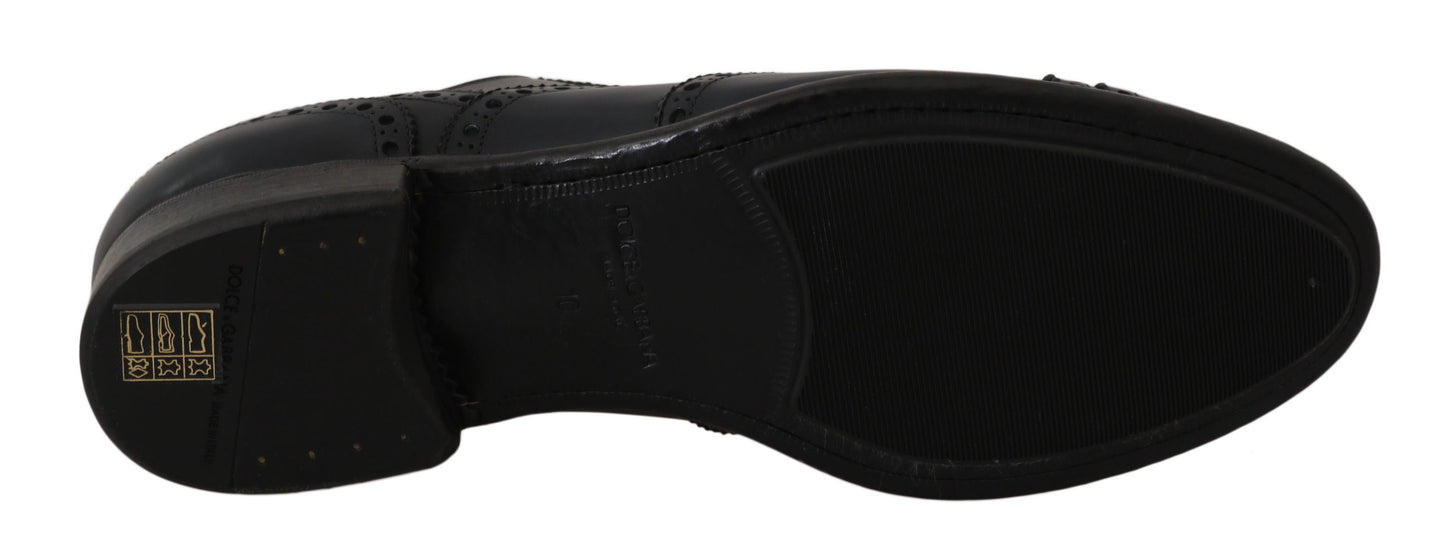 Chaussures Richelieu en cuir bleu foncé Dolce & Gabbana