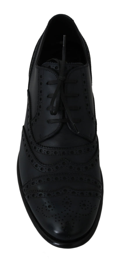 Chaussures Richelieu en cuir bleu foncé Dolce & Gabbana