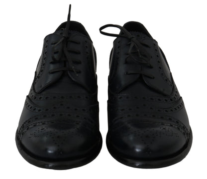 Chaussures Richelieu en cuir bleu foncé Dolce & Gabbana