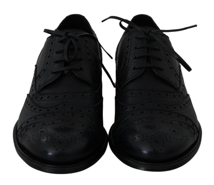 Chaussures Richelieu en cuir bleu Dolce & Gabbana avec bout golf fleuri