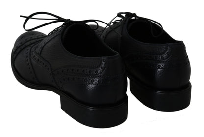 Chaussures Richelieu en cuir bleu Dolce & Gabbana avec bout golf fleuri