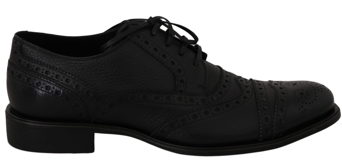 Chaussures Richelieu en cuir bleu Dolce & Gabbana avec bout golf fleuri