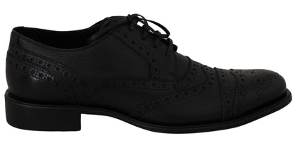 Chaussures Richelieu en cuir bleu Dolce & Gabbana avec bout golf fleuri