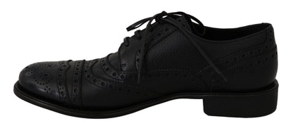Chaussures Richelieu en cuir bleu Dolce & Gabbana avec bout golf fleuri